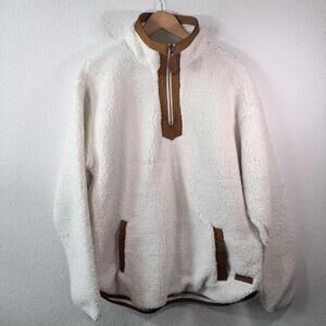 Turnrows Quality Clothing for Farmers XL 1/4 Zip Pullover Ivory With‎ Brown